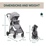 Carucior Copii 3 în 1 Chicco Seety, cu Scaun Auto Kory Plus I-size, Cloud (gri), 0luni+