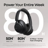 Casti Wireless Over-Ear Anker Soundcore Q31i Adaptive ANC Autonomie 80 de ore Bluetooth 6.0 Traducere cu AI Negru