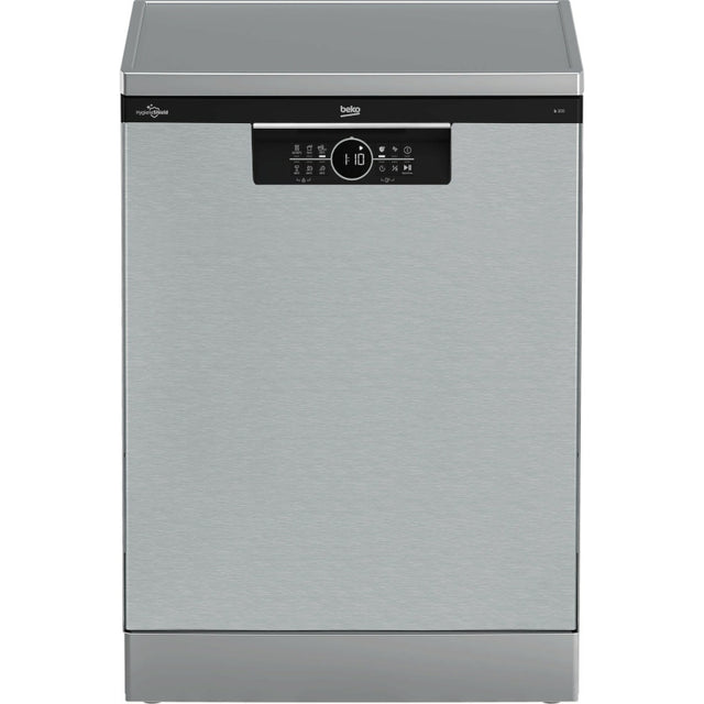 Masina de spalat vase FS Beko, 15 seturi, 6 programe, Clasa D, HygieneIntense, display, Pearl Inox