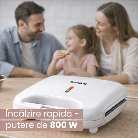 Daewoo SDA Sandwich maker Sandwich Maker Daewoo DSM25W | 800W, Placi Neaderente, Termostat, Alb