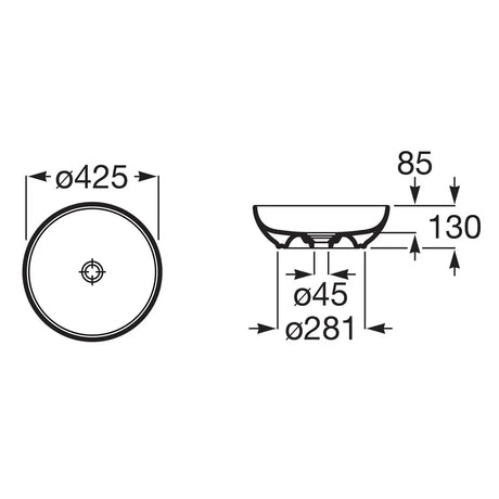 Roca Lavoar Lavoar Roca Bol A32787M000 | 425mm, Rotund, Montare Blat, Fineceramic