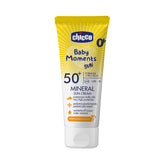 Crema Protectie Solara cu Minerale Chicco Baby Moments Spf 50+, 75ml, 0luni+