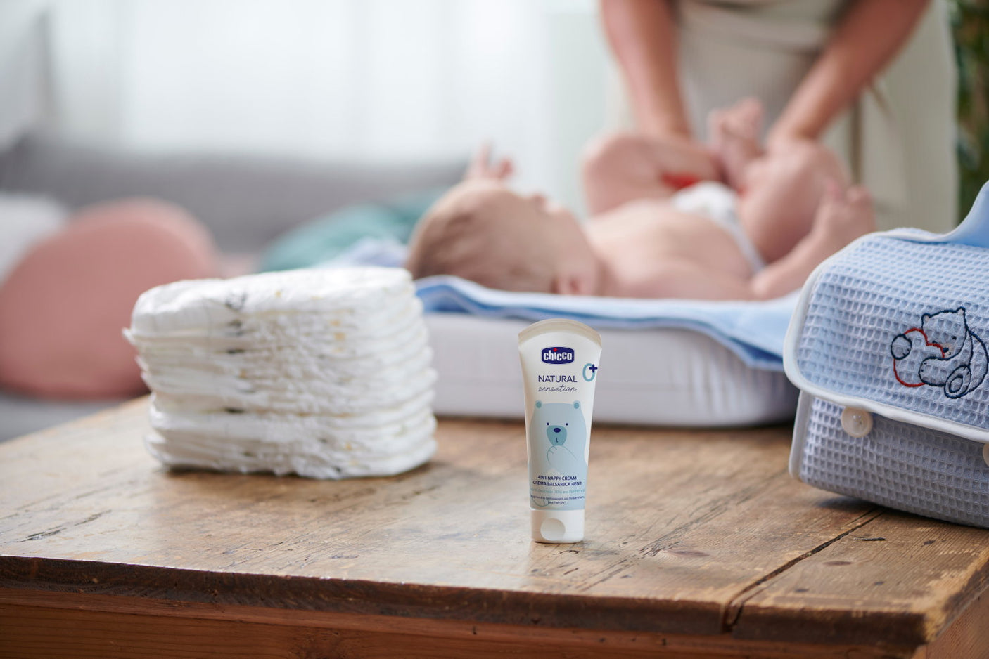 Crema Reparatoare Chicco Natural Sensation Impotriva Iritatiilor de la Scutec, Panthenol și Oxid de Zinc 10%, 0luni+