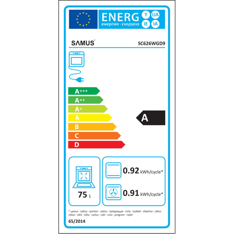 Cuptor Incorporabil Samus SC 626WGD9 | Gaz, 60cm, 9 Functii, Negru, 59.8x59.8x57.7cm