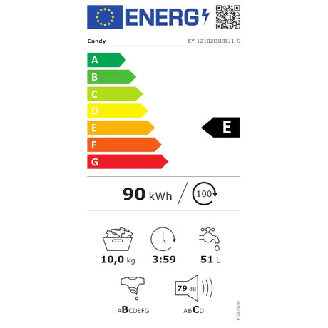 Candy Masina de spalat rufe Masina de spalat rufe Candy EY 12102DBBE/1-S | 10kg, 1200rpm, Clasa E, Negru, 60x57.8x85cm
