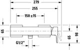 Duravit Baterie dus Duravit, Manhattan single lever shower mixer exposed installation, monocomanda, aparenta, cartus ceramic, levier lateral, schwarz mat, negru mat
