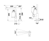 Roca Baterie bucatarie Roca, Gama Ona, pipa inalta, tip L, monocomanda, pivotanta, cartus ceramic, crom mat