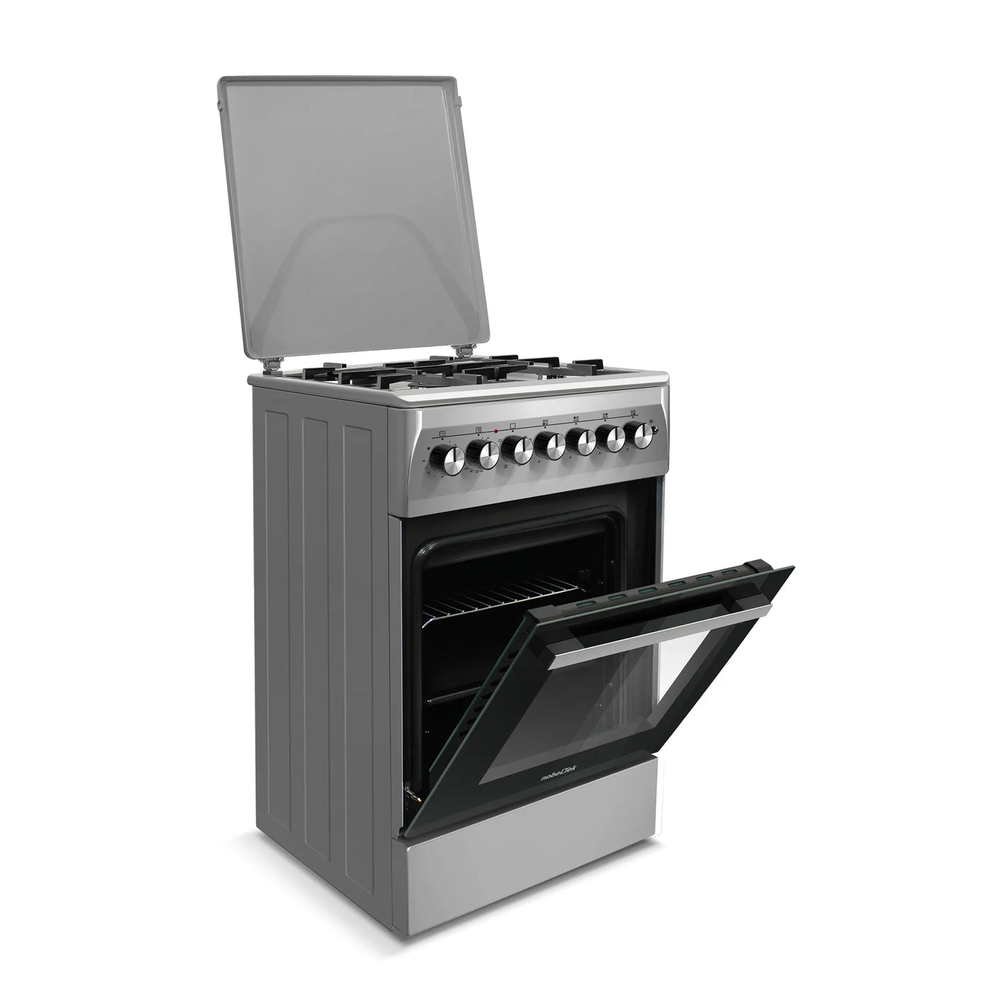 NobeLTek Cooking Aragaz Aragaz Nobeltek NLT 5604IX/FE1 | 50x60cm, Gaz + Electric, Ventilator, Inox, 50x60x85cm