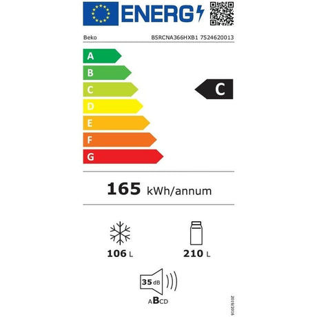 BEKO Combina frigorifica Beko, 316l, Clasa C, No Frost, Compresorul ProSmart Inverter, Display, AeroFlow, HarvestFresh, Metal look