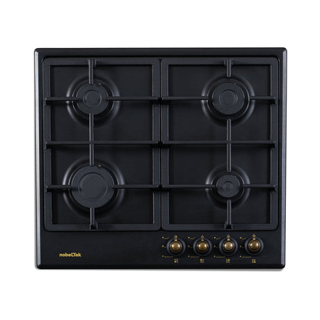 NobeLTek BI Plita pe gaz Plita pe Gaz NobeLTek BI NHBG-9744RANT | Aprindere Buton, Gratare Fonta, Design Rustic, Antracit