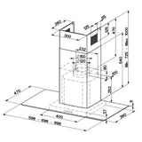 Faber B Hota decorativa, T, Faber, NICE LED SRM X/V A60, 60 cm, 420 m3h, 66 dB, 1 motor, filtru aluminiu, clasa C, butoane push, LED2, , Inox-Sticla, 325.0557.681