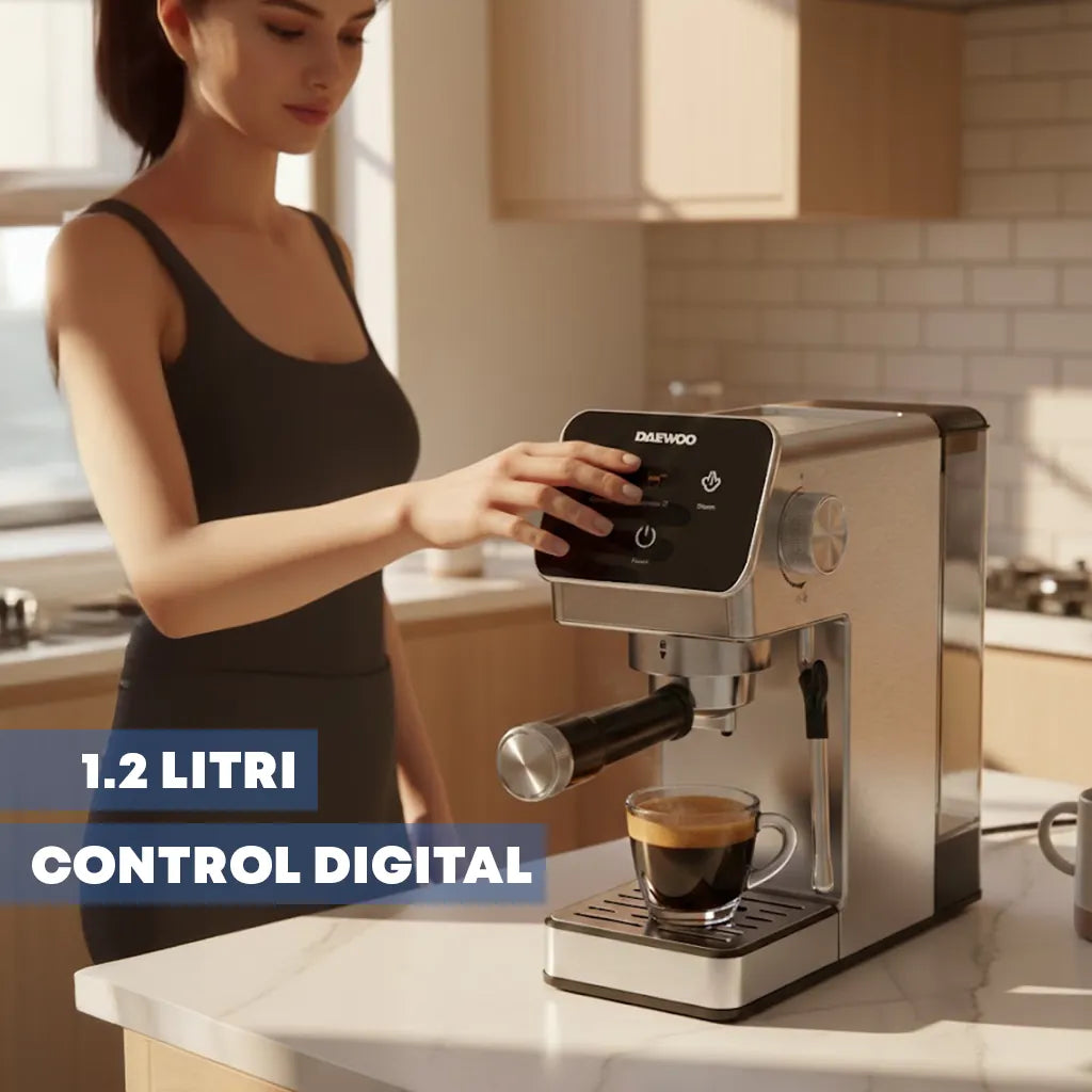 Daewoo Espressor manual Espressor Manual Daewoo DCME1350 | 1350W, Pompa ULKA 20 Bari, PID, Pre-Infuzare