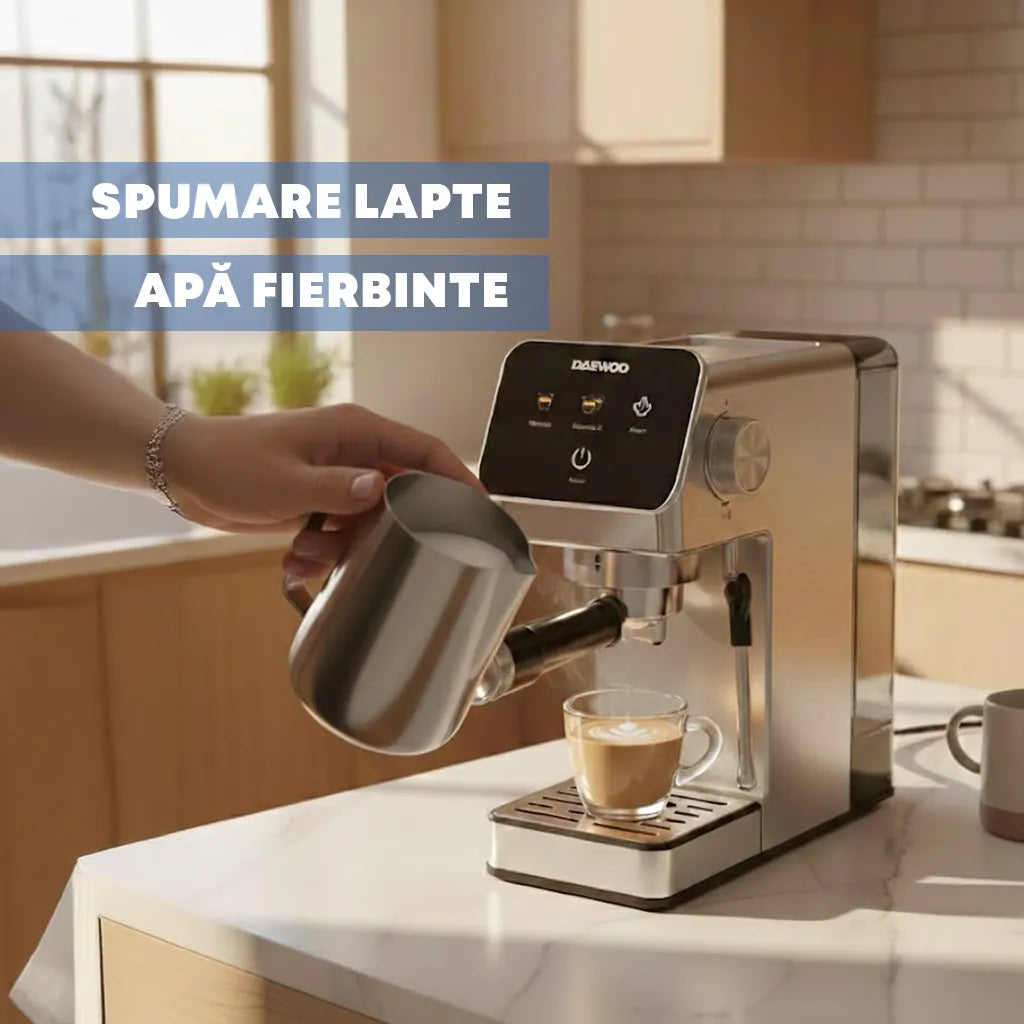 Daewoo Espressor manual Espressor Manual Daewoo DCME1350 | 1350W, Pompa ULKA 20 Bari, PID, Pre-Infuzare
