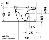 Duravit Capac WC Capac WC Duravit Happy D.2 0064590000 | Soft Close, Balamale Inox, Dreptunghiular, Alb