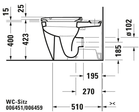Duravit Capac WC Capac WC Duravit Happy D.2 0064590000 | Soft Close, Balamale Inox, Dreptunghiular, Alb