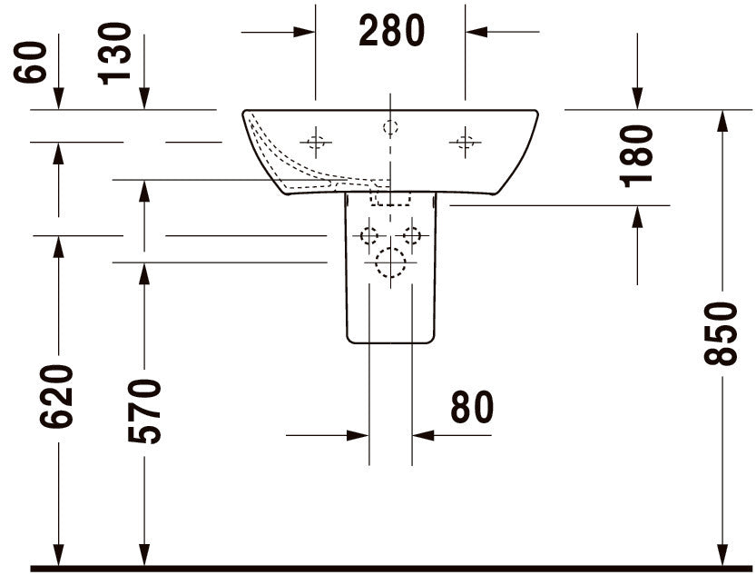 Duravit Lavoar baie Lavoar Duravit 2335550000 | 550mm, Dreptunghiular, Montare Perete, Alb