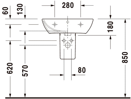 Duravit Lavoar baie Lavoar Duravit 2335550000 | 550mm, Dreptunghiular, Montare Perete, Alb