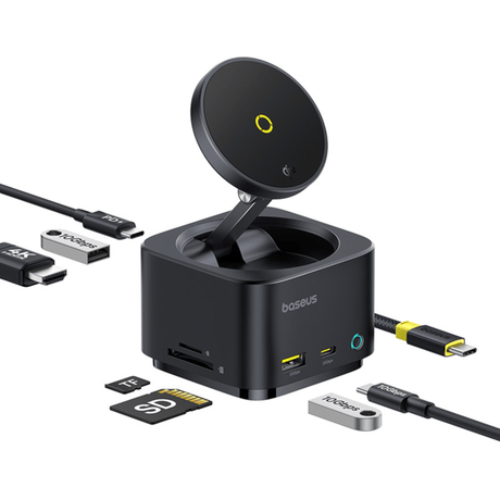 Baseus Docking station Docking Station Baseus MagPro Series B00072900121-00 | 7-in-1, Incarcare Wireless 15W, 4K HDMI, 2x USB-A, USB-C