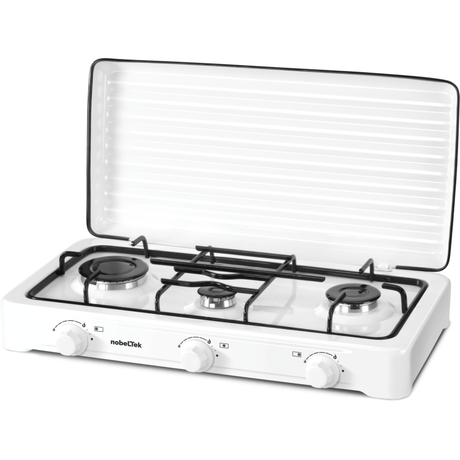 NobeLTek Kitchen Plita pe gaz Plita pe Gaz NobeLTek NLT PE3GA | 3 Arzatoare, Gratar Emailat, Duze GPL, Alb
