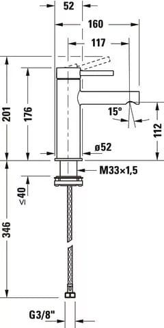 Duravit Baterie lavoar Duravit, Circle single lever basin mixer M, monocomanda, marime M, cartus ceramic, fara set de evacuare, crom