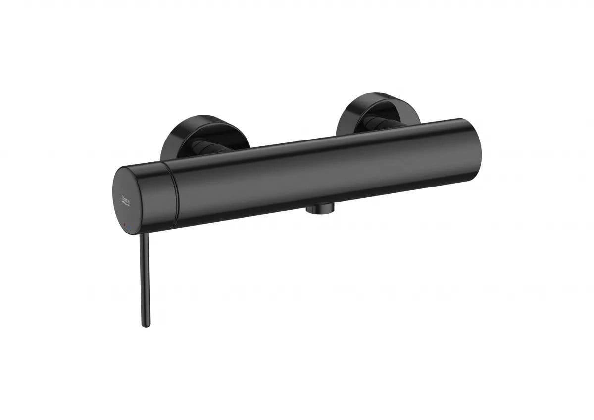 Roca Baterie dus Roca, Gama NU, monocomanda, levier metalic PIN, cartus ceramic, titanium black, negru