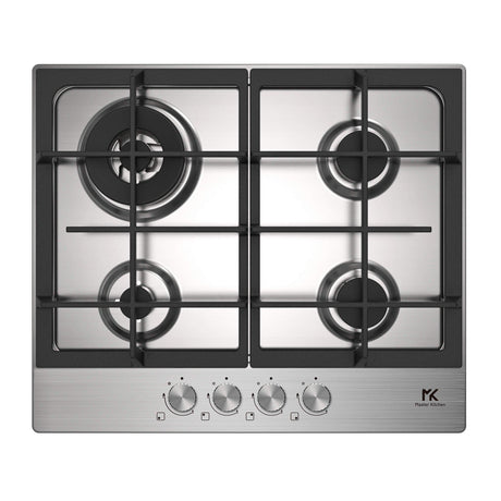 Master Kitchen Plită pe gaz Master Kitchen Edge 60 cm, inox, 4 arzătoare, grătare fontă, arzător Wok, aprindere integrată, sistem de siguranță