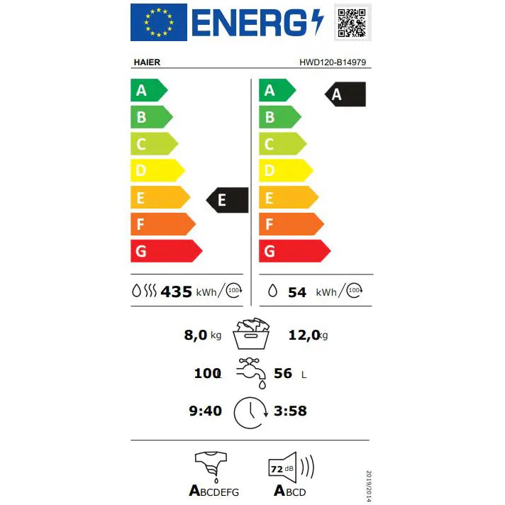 HAIER Masina de spalat cu uscator Haier, Motor Direct Motion, 12+8 kg, clasa A (spalare), 1400 rpm, iRefresh, ABT,  Drum light, Dual Spray, Pillow Drum, display Led cu Touch control, Smart Detecting, alba - usa neagra