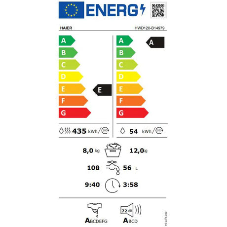 HAIER Masina de spalat cu uscator Haier, Motor Direct Motion, 12+8 kg, clasa A (spalare), 1400 rpm, iRefresh, ABT,  Drum light, Dual Spray, Pillow Drum, display Led cu Touch control, Smart Detecting, alba - usa neagra