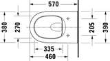 Duravit Vas wc Duravit, Toilet wm 570 mm Qatego white rimless, wd, fixing incl., suspendat, evacuare orizontala, fara capac (0026890000), alb