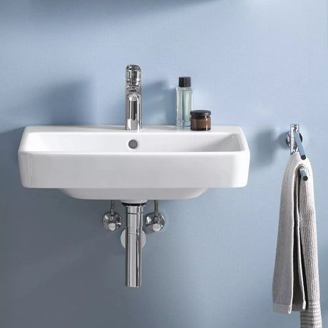 Duravit Lavoar Duravit, WB/FWB 650 mm Duravit No.1 white, w.OF,W.TP,1 TH,underneath glazed, montare pe perete/blat, cu preaplin, gaura pt baterie, smalt pe interior, dreptunghiular, alb