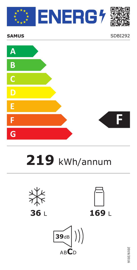 Frigider cu Două Uși Samus | 205L, Clasic - Etichetă energetică