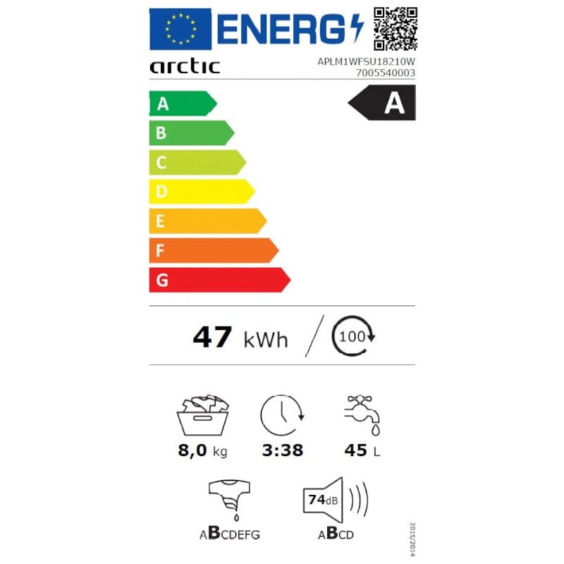 ARCTIC Masina de spalat rufe Masina de spalat rufe Arctic APLM1WFSU18210W | 8kg, 1200rpm, A, ExtraSteam