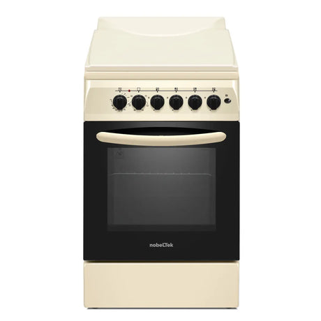 Nobeltek Aragaz Aragaz Nobeltek NLT 5604B/E1 | 50x60cm, Gaz + Electric, Ventilator, Bej, 50x60x85cm