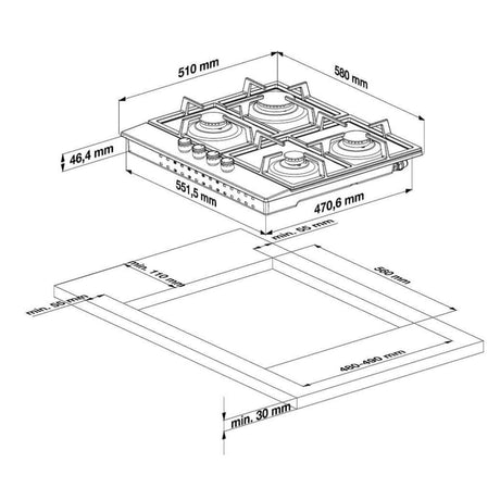 Beko Plita pe gaz Plita pe Gaz Beko HIAG64225SX | 60cm, 4 Arzatoare, Inox, Aprindere Integrata