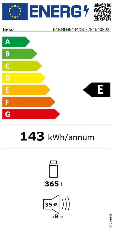 Beko Frigider Frigider Beko B1RMLNE444XB | 365L, NoFrost, Clasa E, LED, Argintiu, 59.7x70.9x186.5cm