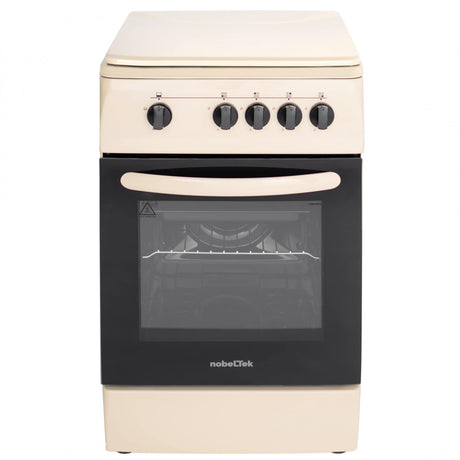 NobeLTek Cooking Aragaz Nobeltek, 50x60, plita si cuptor pe gaz, siguranta plita si cuptor, echipat cu diuze GPL, diuze GN de schimb, capac tabla, bej