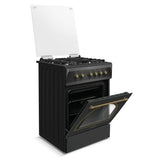 Nobeltek Aragaz Aragaz Nobeltek NLT 6604RNM/FE1 | 60x60cm, Plita Gaz, Cuptor Electric, Negru Mat, 60x60x85cm