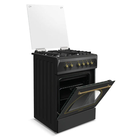Nobeltek Aragaz Aragaz Nobeltek NLT 6604RNM/FE1 | 60x60cm, Plita Gaz, Cuptor Electric, Negru Mat, 60x60x85cm