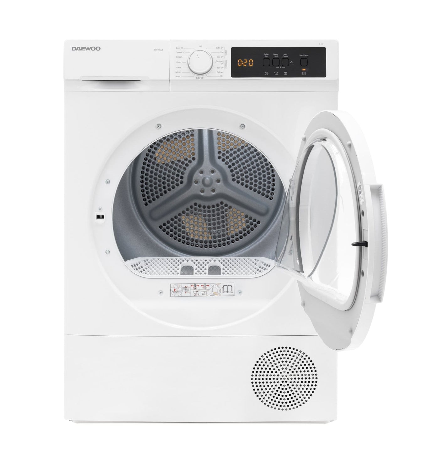 Daewoo Uscator de rufe Uscator de rufe Daewoo DDR-VH8A/E | 8kg, Pompa de caldura, Clasa E, Inox, 59.6x56.3x84.5cm
