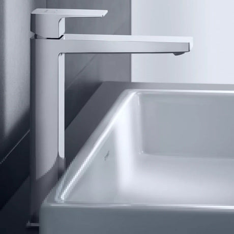 Duravit Baterie lavoar Duravit, Manhattan single lever bas. mixer XL with pull-rod, monocomanda, marime XL, cartus ceramic, fara set de evacuare, crom
