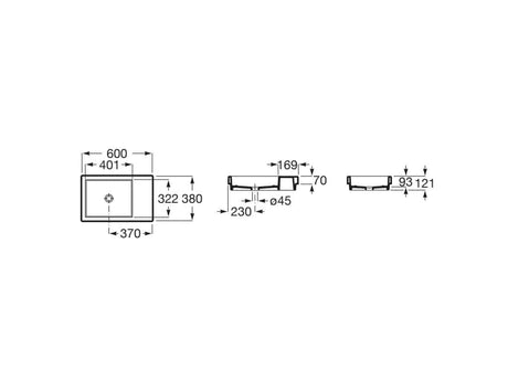 Roca Lavoar Lavoar Roca Horizon A32727508B | 600x380mm, Fineceramic, Negru, Montare Blat