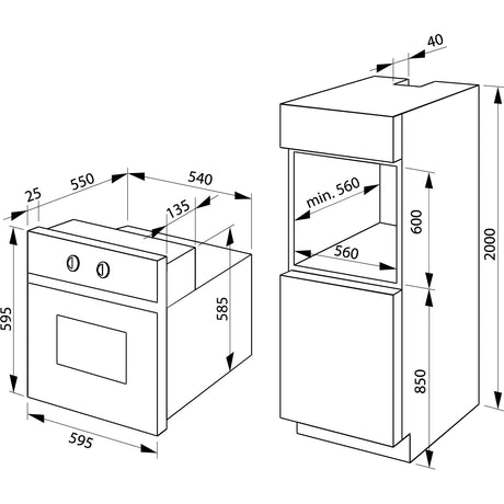 Hansa Cuptor incorporabil Cuptor Incorporabil Hansa BOES68461 | 62L, 8 Functii, Grill, Clasa A, 59.5x57.5x59.5cm