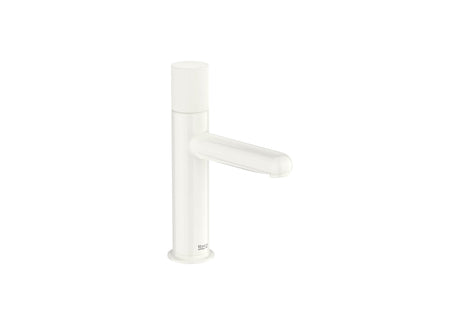 Roca Baterie lavoar Roca, Gama NU, monocomanda, marime S, levier metalic Stripes, cartus ceramic, fara set de evacuare, glossy white, alb