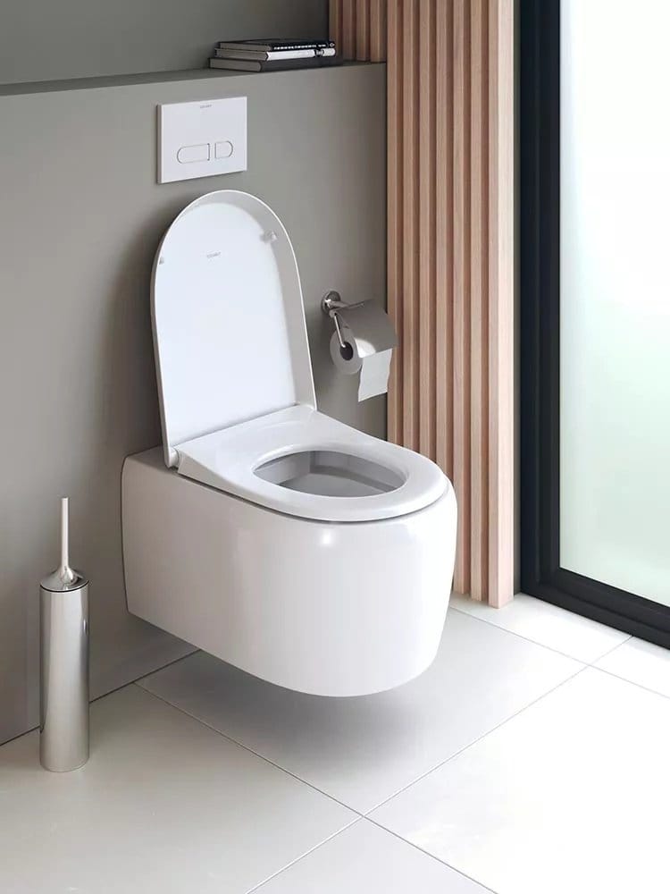 Duravit Vas wc Duravit, Toilet wm 570 mm Qatego white rimless, wd, fixing incl., suspendat, evacuare orizontala, fara capac (0026890000), alb