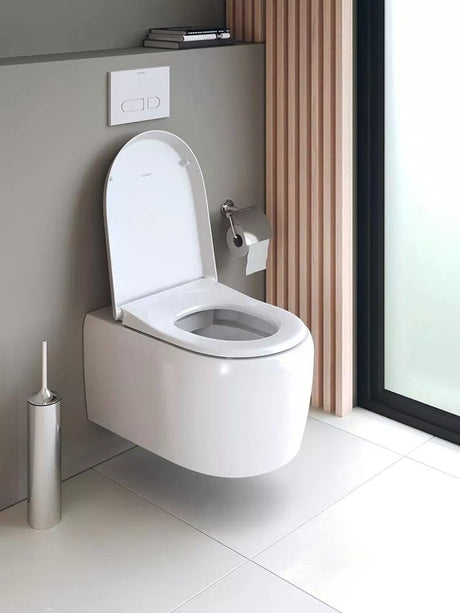 Duravit Vas wc Duravit, Toilet wm 570 mm Qatego white rimless, wd, fixing incl., suspendat, evacuare orizontala, fara capac (0026890000), alb