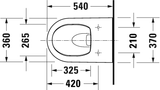 Duravit Vas wc + capac Duravit, Toil.set wm HyFl. Soleil by Starck 54cm,whiteHYG,rotary fl.,Dfix,w.s&c, suspendata, evacuare orizontala, cu capac, soft close, hygieneglaze