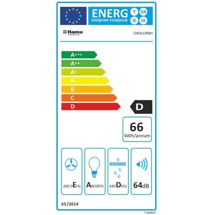 Hansa Hota semineu Hota Semineu Hansa OKC613RBH | 60cm, 403m3/h, 1 Motor, Negru