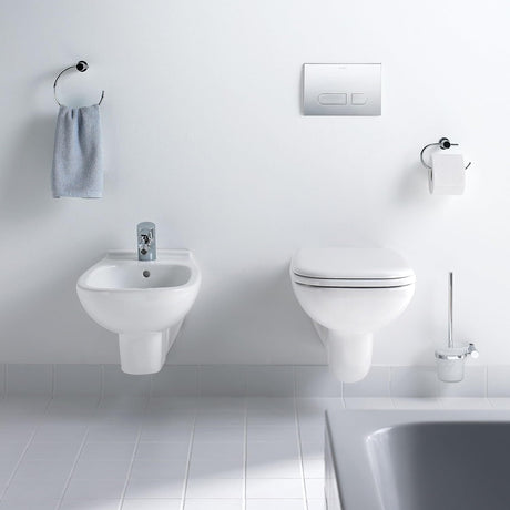 Duravit Vas wc + capac Duravit, Toilet-set w/m D-Code rimless washdown model, incl.s&c, w.SC, suspendat, evacuare orizontala, cu capac (0067390000), soft close, alb