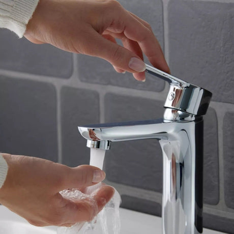 Duravit Baterie lavoar Duravit, A.1 Single lever basin mixer M, monocomanda, marime M, cartus ceramic, set evacuare cu tija, crom