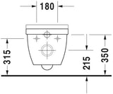 Duravit Vas wc Duravit, Toilet wall mounted 54 cm Starck 3 white, washdown, Durafix, rimless, suspendat, evacuare orizontala, fara capac (0063810000, 0063890000), alb